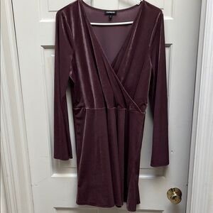 Express shimmery purple long sleeve dress